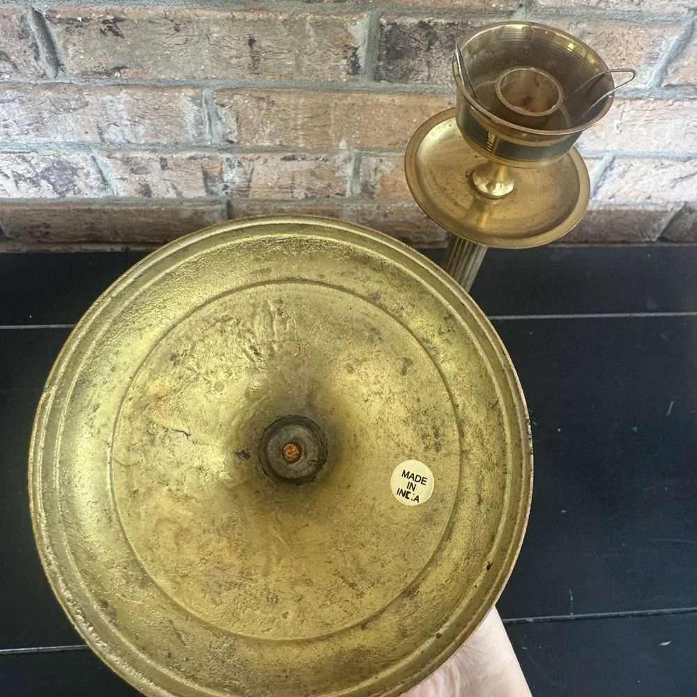 Pair of Vintage Brass Candlestick Holders 10